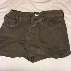 high waisted lightly distressed shorts